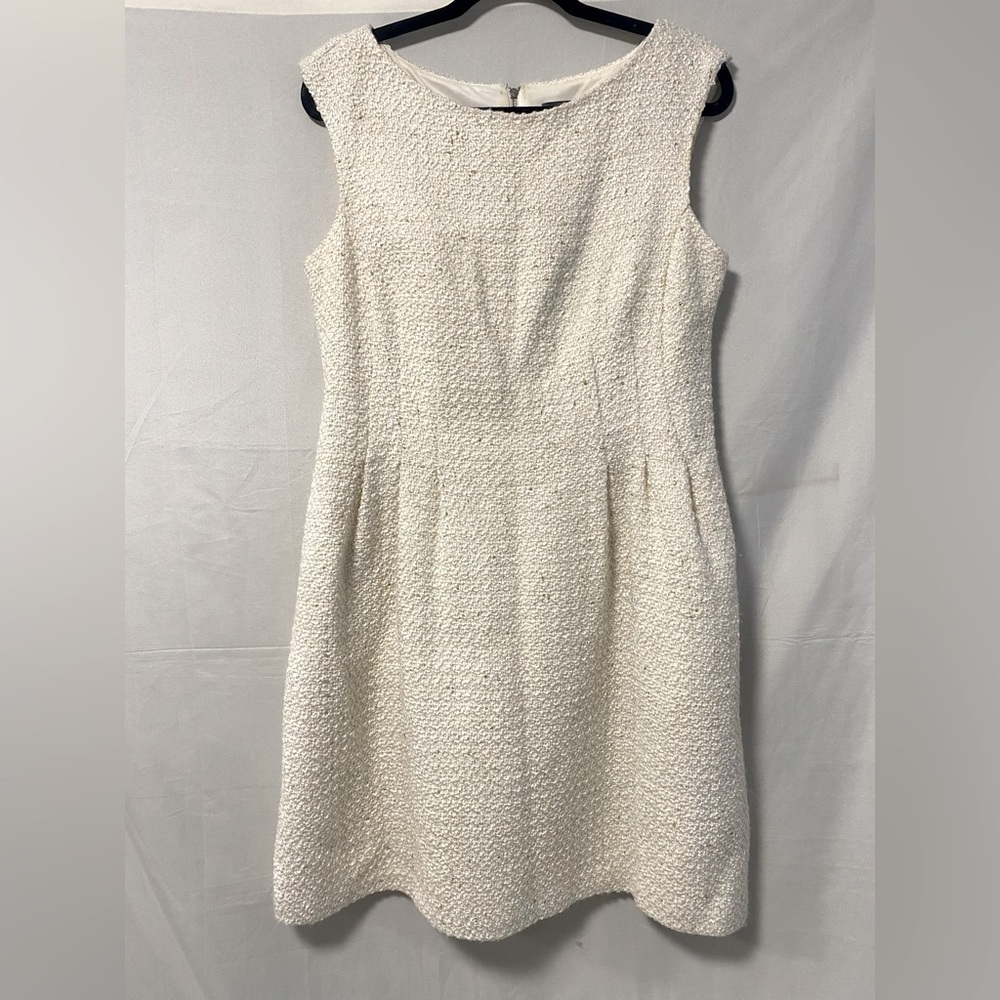 Vince Camuto Cream/Gold Tweed Dress Size 12
